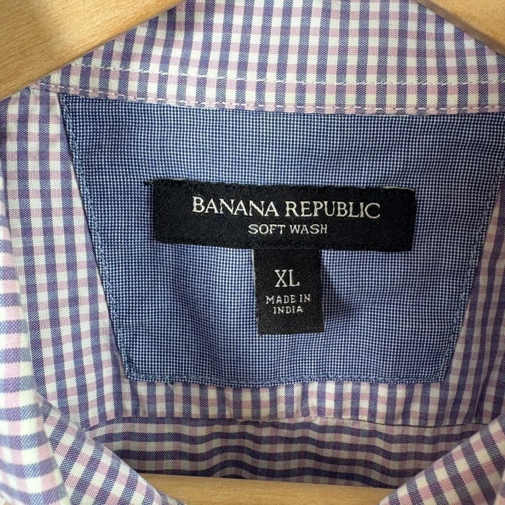 Banana Republic Soft Wash 100% Cotton Button-Up‎ Shirt Mens XL Purple Preppy
